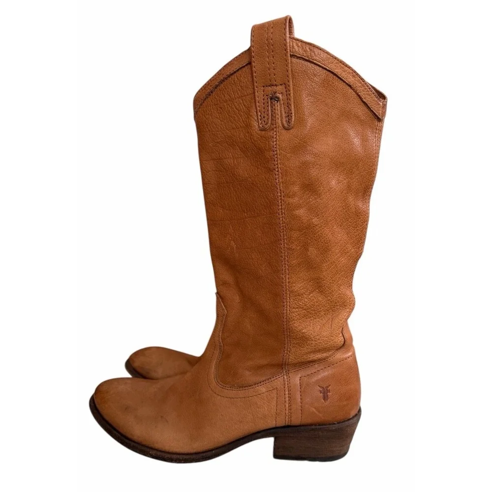Frye Carson Mid-Calf Leather Boots Tan #77687‎ Women's Size 7.5B